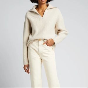 Vince Half Zip Ribbed Wool & Cashmere Sweater SMALL NEW